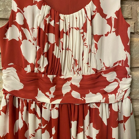 Talbots Swing Dress Womens Size 6 petite Red and White Floral Chiffon - Picture 8 of 13